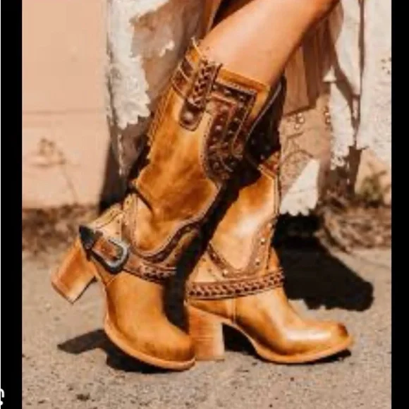 Freebird Brown Leather Boots with Stud Accents - Picture 7 of 8